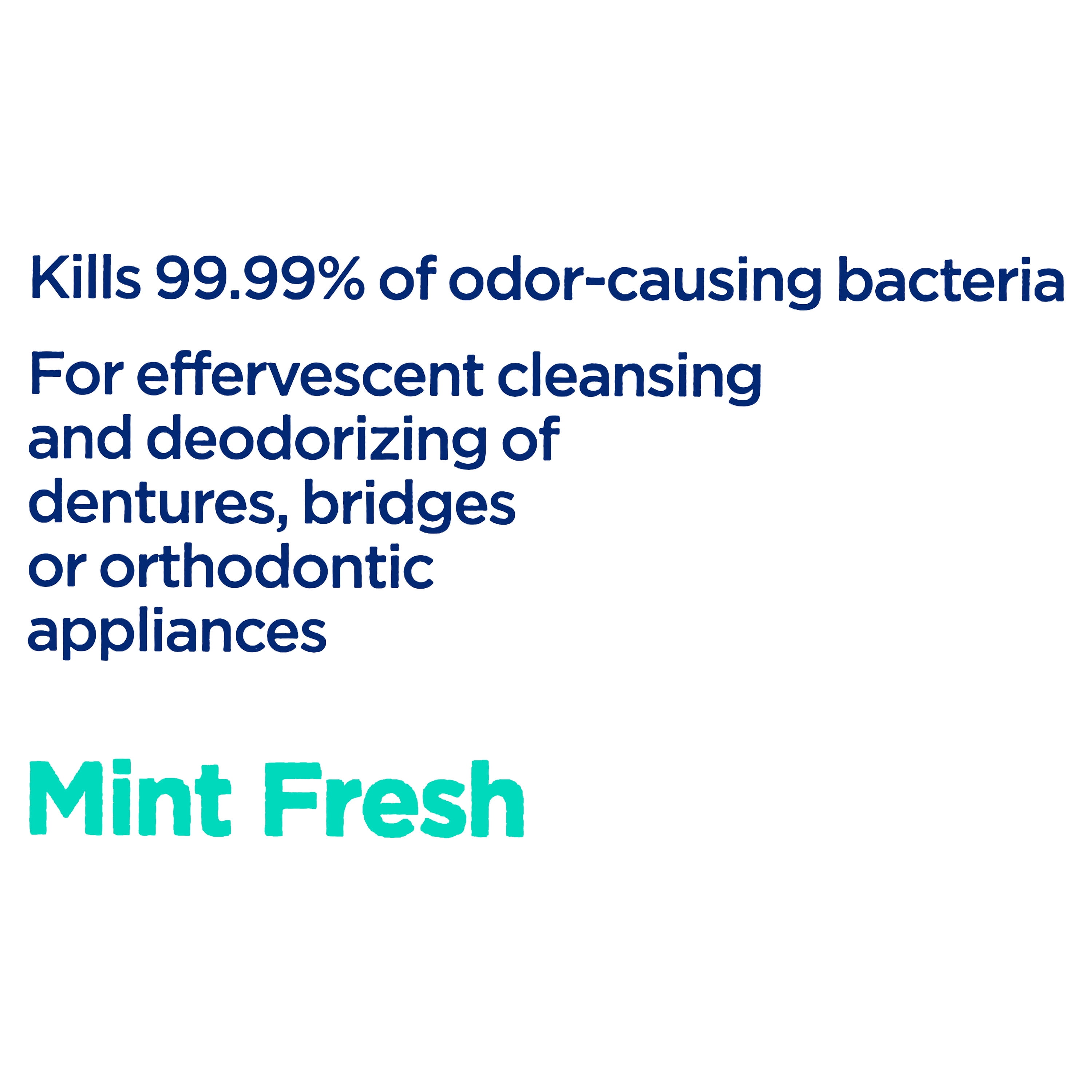 (2 pack) Equate Effervescent Overnight Antibacterial Denture Cleanser Tablets, Mint Fresh, 84 Count
