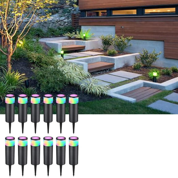 12 Pack 4.5W LED Landscape Lights, Low Voltage RGBW Color Changing Pathway Lights