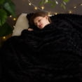 thumbnail image 2 of Biwat-Super Soft King Blanket Black Premium Silky Flannel Fleece 3D Ribbed Jacquard Lightweight Bed Blanket All Season Use (Black Ribbed, King(90"x110")), 2 of 4