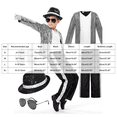 thumbnail image 3 of Huioutfit Clothes for Kids, 80s Outfits for Boys, Retro Clothes Boys Jacket + Top+ Pants + Glasses + Hat+ 2pc Gloves, 80s Party Wear, Role Play Clothes for Kids Silver,10-12 Years, 3 of 5