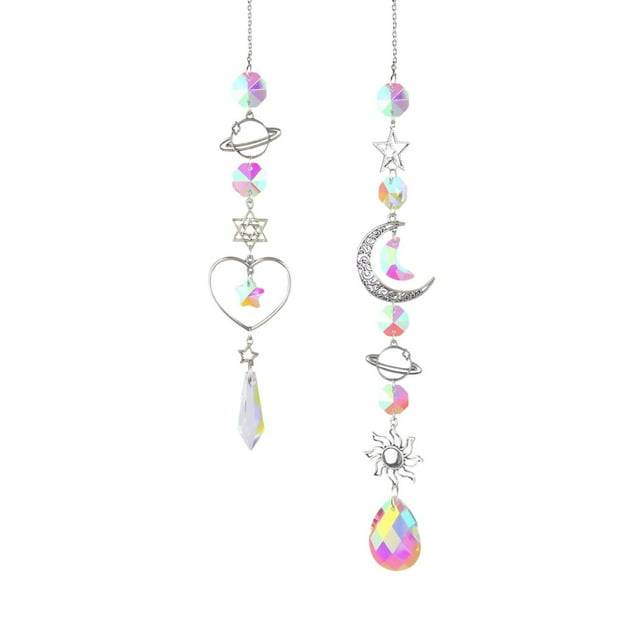 2 Uds Campanas Colorido Brillante Cristal Prisma Colgante Patio Decoración Regalo