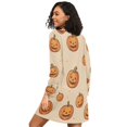 thumbnail image 2 of FORMRS Womens Long Sleeve Nightgowns Crew Neck Sleep Shirt Soft Pajamas Sizes S-3XL, Halloween Pumpkins Pattern, 2 of 8