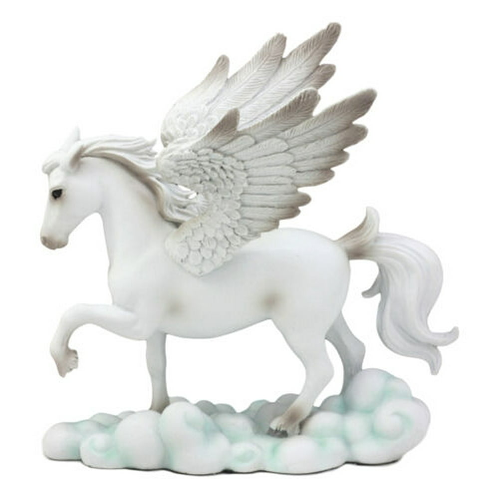 Ebros White Pegasus Horse Flying Over Clouds of Olympus Figurine 7" H