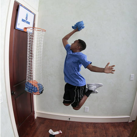 Dirty Dunk (2nd Generation) Basketball Hoop Over The Door Laundry Basket Hamper For Kids &