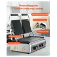 thumbnail image 3 of Commercial Panini Press Grill, 3600W Electric Sandwich Maker, Stainless Steel Double Grill, Temp Control, 19x9in Non-Stick Plates for Steak, Burgers, Bacon, 3 of 9