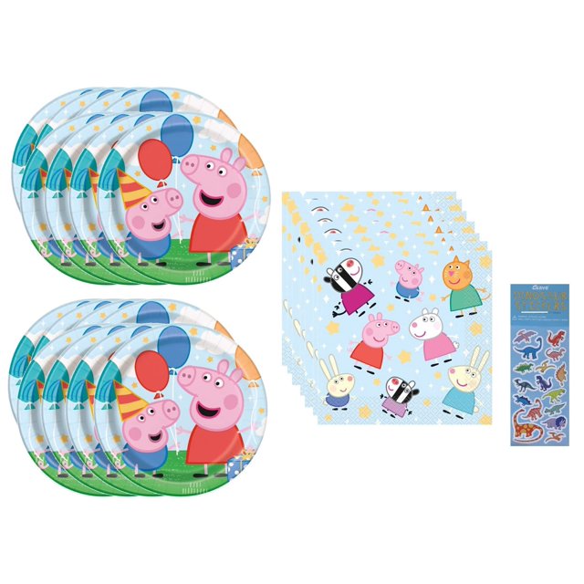 Paquete de artículos de fiesta para cumpleaños de Peppa Pig para 16 personas con platos
