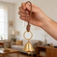 thumbnail image 5 of 2 Pcs Brass Hanging Bell for Door Knob, Vintage Gold Door Hanger Bell on Leather Rope, Small Entry Doorbell Chime for Front Door and Home, Shop Garden Christmas Decor, Home Decorative Objects, 5 of 8