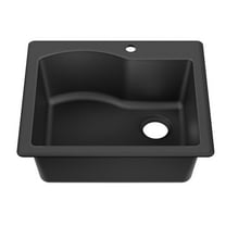 KRAUS Quarza 25” Drop-In / Undermount Single Bowl Granite Kitchen Sink in Black
