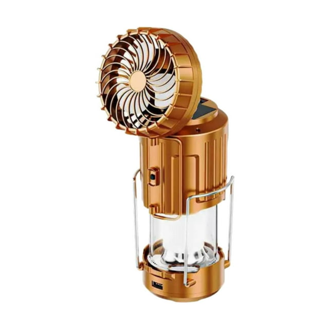 Linterna de camping con ventilador, luz de camping para cortes de energía, tienda de campaña para interiores y exteriores Oro