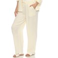thumbnail image 4 of White Mark Women's 2-Piece Oversize Long Sleeve Button Down Cotton Linen Gauze Lounge Beach Set, 4 of 7