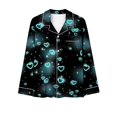 thumbnail image 7 of Tiweut Womens Valentines Pajamas Love Print Long Sleeve Button Up Tops And Pajama Pants Satin Casual Sleepwear Loungewear,B-Green,M, 7 of 7