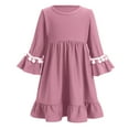thumbnail image 4 of IBTOM CASTLE Toddler Baby Girl Abaya Dress with Hijab Long Sleeve Smocked Dress Islamic Dubai Full Cover Modest Muslim Dress 2-3 Years Pink + Purple, 4 of 7