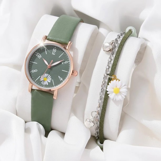 Nuevo reloj para mujer, reloj de pulsera romántico, reloj de pulsera de cuero para mujer, reloj de cuarzo para mujer