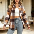 thumbnail image 4 of Akmaiox Plaid Flannel Shirts for Women,Dressy Casual Long Sleeve Lapel Button Down Shirts,Fitted Women's Plus Size Business Work Blouses,Orange L, 4 of 7