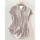 thumbnail image 5 of Blusa De Rayas Marrones Y Blancas Con Mangas Cortas Y Cuello Clásico, 5 of 26