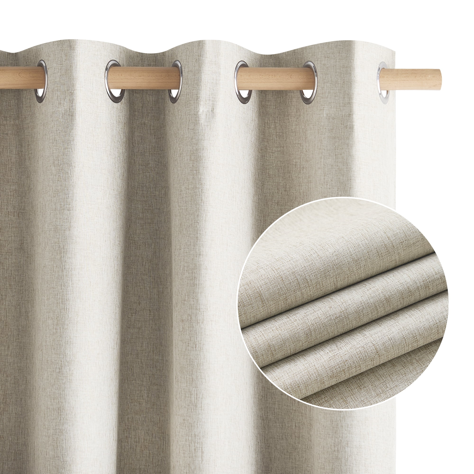 NICETOWN 100% Blackout Curtains for Bedroom Privacy Room Darkening Thermal Insulated Modern Window Treatment, W42 x L90, Sand, Set of 2