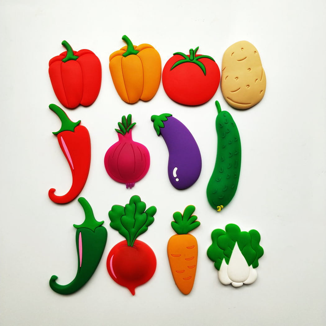 12 Pcs Fridge Magnet Plastic Vegetable Novelty Colorful Kitchen Decoration Gift