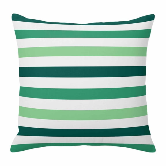 Throw Pillow Covers, Green Ombre Grey Striped Decorative Throw Pillow Covers 18x18 Inch, Farmhouse Stripe Modern Square Linen Pillow Cases for Couch/Living Room/Sofa