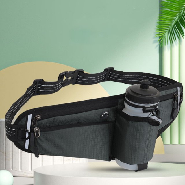 Running Waist Pack,Adjustable Hydration Running Belt Bag with Foldable Water Bottle Holder,Water Resistant Pouch Pack, Multifunctional Zipper Pocket Adjustable Strap Water Resistant Waist Bag