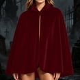 thumbnail image 3 of YABCSAZ Medieval Velvet Cloak Unisex Halloween Cape for Adults, Velvet Cosplay Cape with Stand Collar, Stage Costume Cloak, Gold Velvet Cape, Halloween Roleplay Cape, Short Cape, Wine, 3 of 7