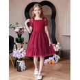 thumbnail image 2 of Arshiner Girls Dresses Tulle Bow Tie Back Puff Sleeve Party Holiday Spring Summer Dress, 2 of 6