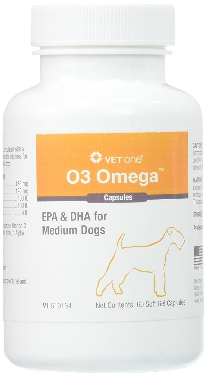 Vet One O3 Omega Soft Gel 60 Count Caps for Medium Dogs