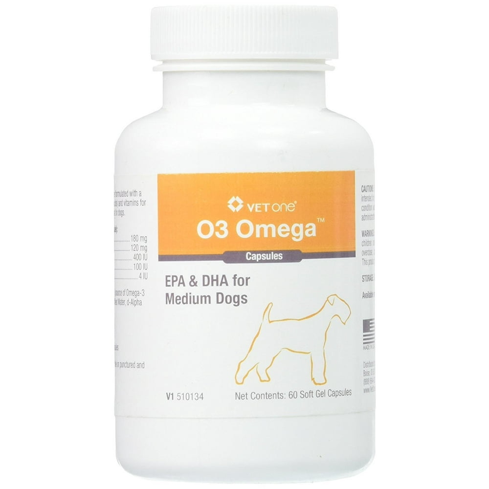 Vet One O3 Omega Soft Gel 60 Count Caps for Medium Dogs