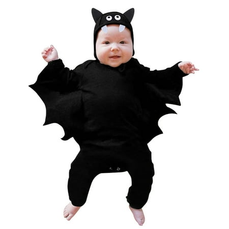 

Baby Bat My 1st Outfit Baby Boy Girl Black Bat Long Sleeve Romper Jumpsuit With Hats Set Halloween Onesie Baby Baby Boy Fall Clothes 12-18 Months Baby Halloween Clothes