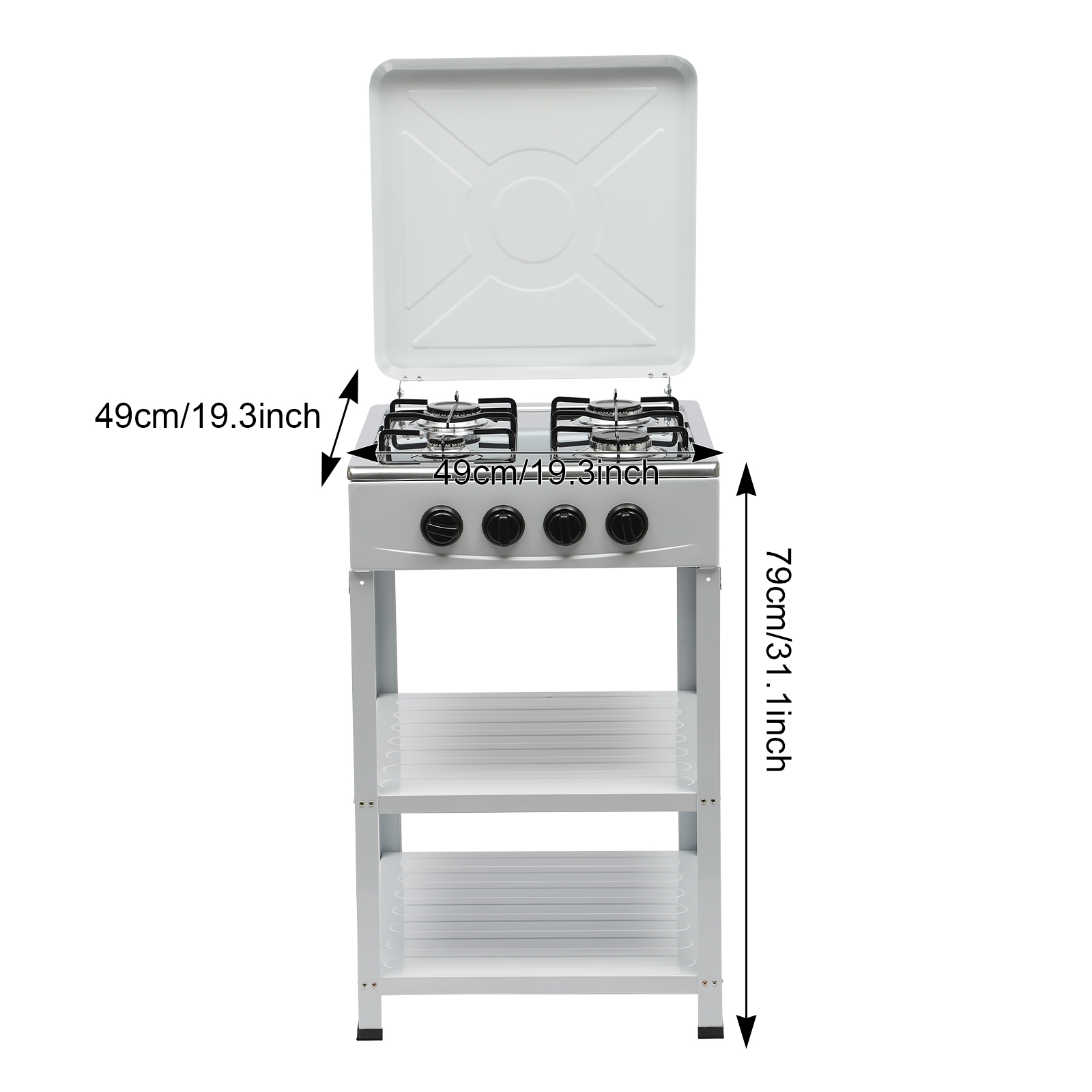 Oukaning 4 Burner Gas Stove with Support Leg Stand and Wind Blocking Cover Camping Stove for RV, Home ,Outdoor Cooking (White) - image 3 of 13