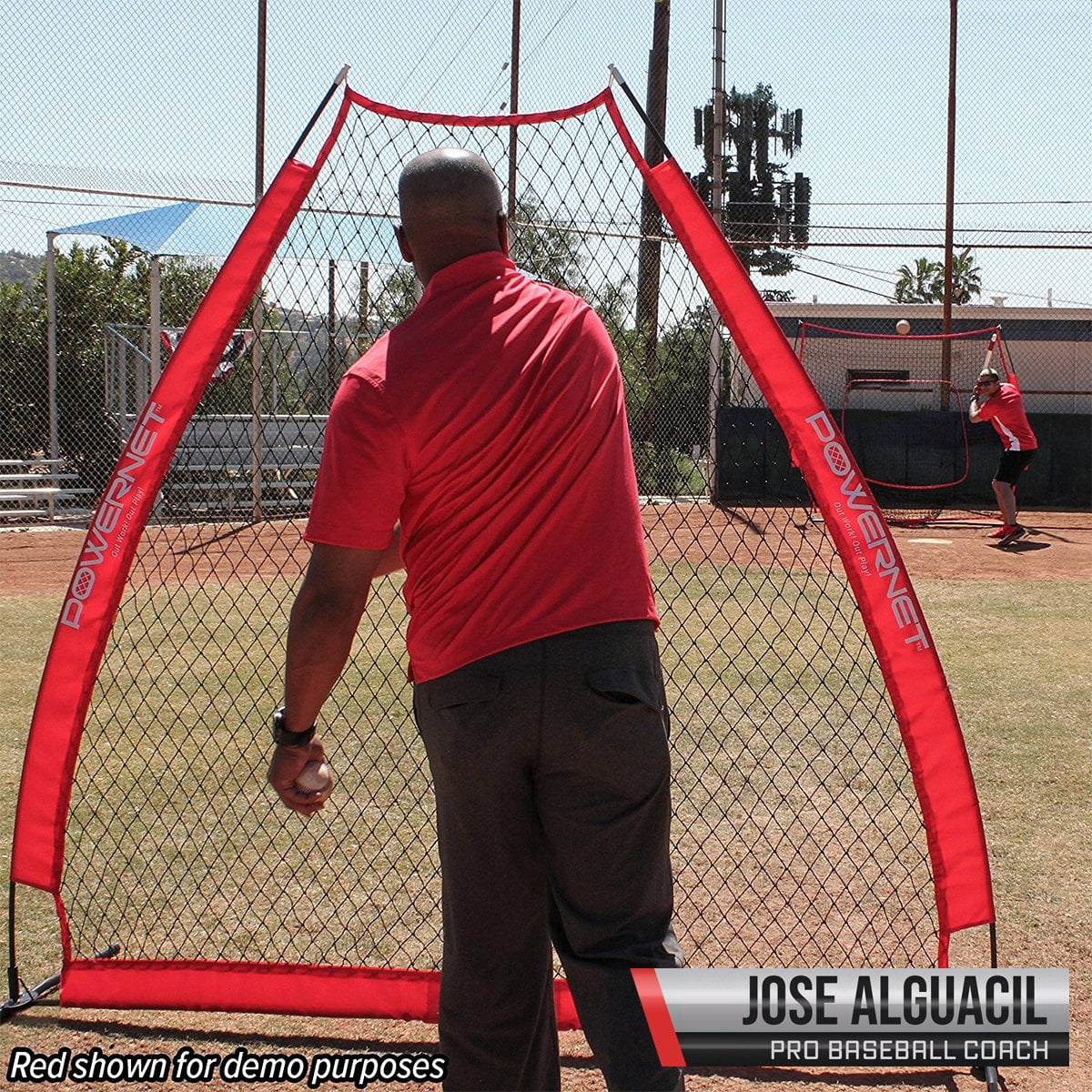 Powernet Portable Baseball Practice Net for Pitching and Hitting, Softball Pitching Net, Pop Up Batting Cage Net Coach Shield from Errant Throws, Backyard Outdoor Training, 7 FT A-Frame Screen