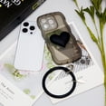 thumbnail image 6 of Black Heart Phone Case Compatible with iPhone 12, Cute 3D Big Love Heart Phone Case, Curly Wave Shape Clear Heart Phone Cover with Round Bracelet for Women Girls, 6 of 12