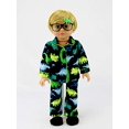 thumbnail image 1 of Pijama de dinosaurio verde amarillo para niños de American Fashion World, hecho para muñecas de 18 pulgadas, se adapta a muñecas americanas de 18 pulgadas y más American Fashion World 713194537534, 1 of 1