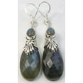 thumbnail image 2 of SilverStarJewel 925 Sterling Silver Amazing Blue Fire Labradorite Cap Deco Long Earrings 2.1", 2 of 3