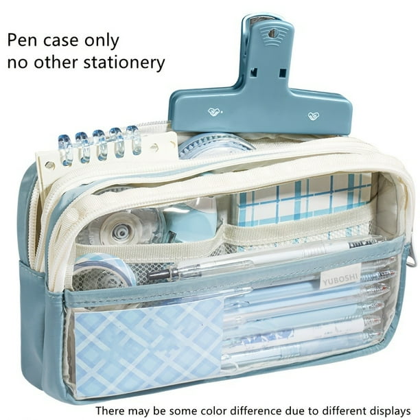 Estuche Transparente De Gran Capacidad Para Lápices, Material Escolar Para Estudiantes, Bolsa De Almacenamiento Multifuncional, Bonita Bolsa De Papelería Para Niñas, Bolsa De Cosméticos, Lona + PVC, B