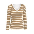 thumbnail image 4 of LIaqionyy Womens Striped Tops Long Sleeve Casual V Neck T Shirts Basic Lightweight Pullover Comfort Tee, 4 of 5