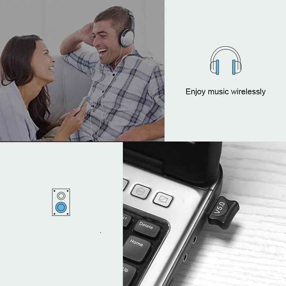 Bluetooth 5.0 USB Adapter for PC, Wireless Audio Transmitter Dongle for Headphones, Speakers, Mouse, Keyboard, Printer - Windows Compatible