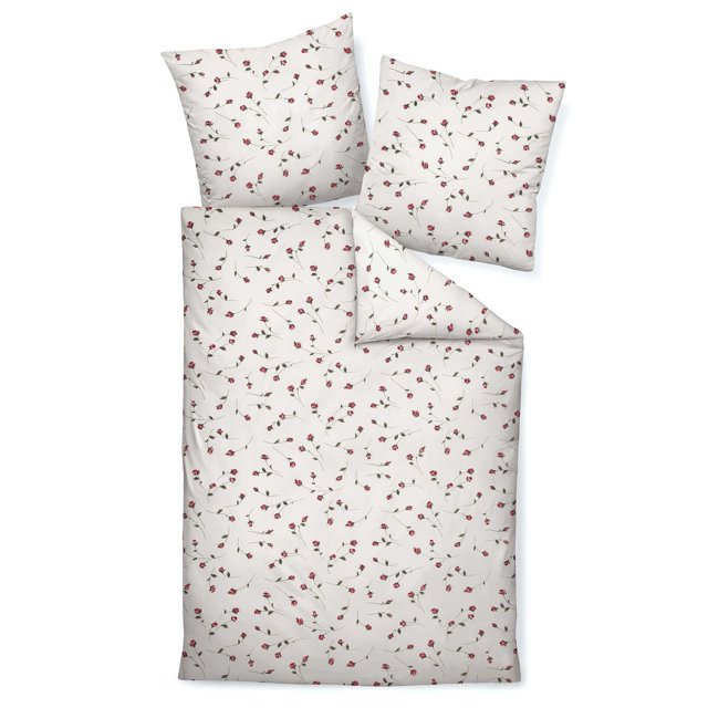 Janine Juego de cama de 2 piezas - Tango, Mako-Soft-Seersucker, algodón, estampado floral Rojo 155x220cm