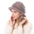 thumbnail image 4 of Women Winter Knit 1920s Vintage Bucket Bowler Hat Round Brim Warm Hat, 4 of 7