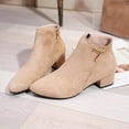 thumbnail image 4 of Bottes Cheville pour Femmes, Mode Décontractée, Couleur Unie, Bout Pointu, Talon Épais, 4 of 9