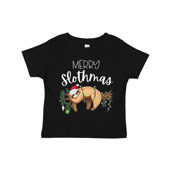 Inktastic Merry Slothmas Cute Christmas Sloth in Hat with Lights Boys or Girls Toddler T-Shirt