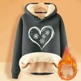 thumbnail image 4 of Christmas Heavyweight Hoodies for Women 2025 Long Sleeve Love Heart Snowflake Graphic Hooded Sweatshirt Pullover Tops, 4 of 5