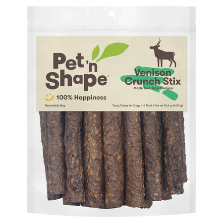 UPC: 0032657300622 | Pet n Shape Venison Crunch Sticks 15 Count – Dog Chews – No Artificial Flavors Colors Or Preservatives – Protein Rich Alternative to Rawhide