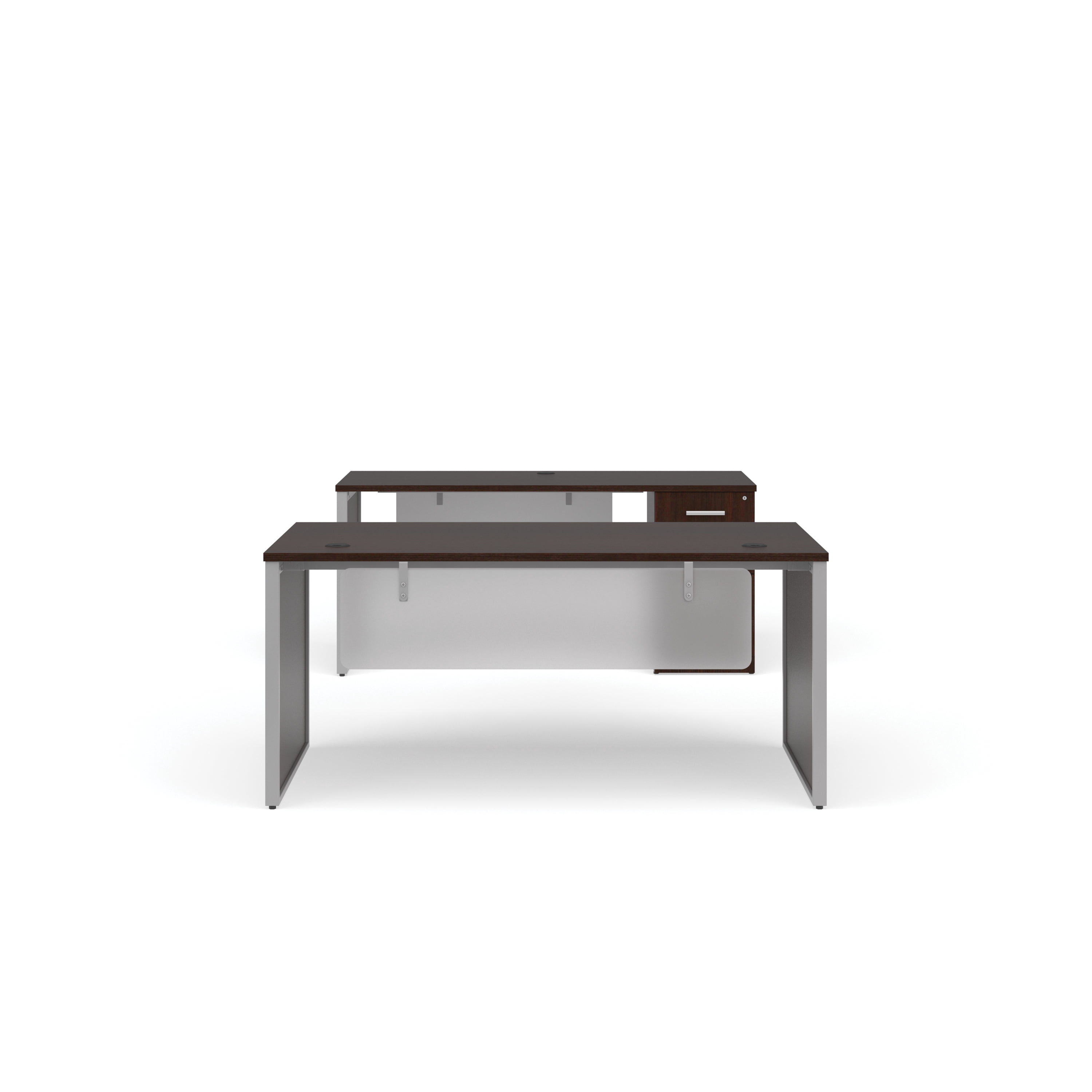 OFM Fulcrum Series Office Furniture Set, 66" Table Desk, 66" Credenza, Filing Cabinet, Modesty Panel, Leg Panels, in Espresso