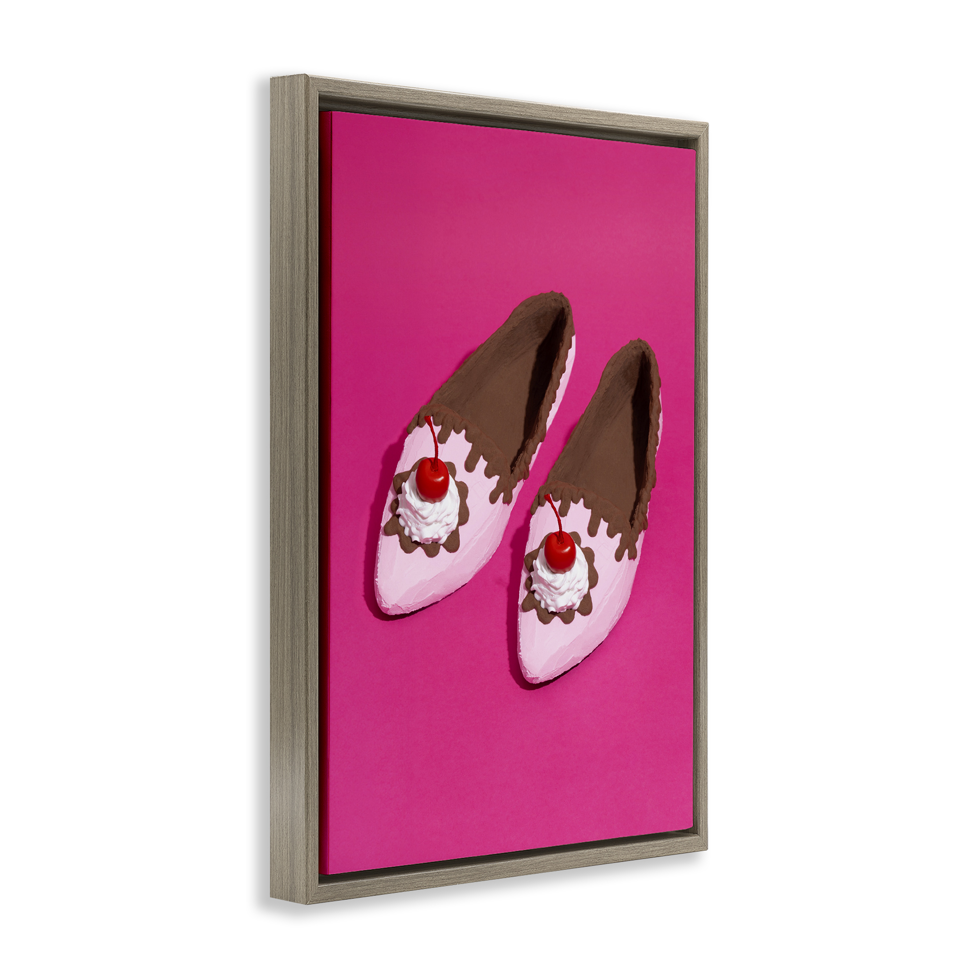 Stupell Industries Glam Dessert Shoes Novelty Painting Brown Floater Framed Art Print Wall Art, 21 x 31