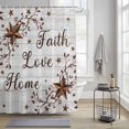 thumbnail image 3 of Retro Country Stars Shower Curtain, Faith Love Home Berries White Wood Striped Waterproof Shower Curtain Set with 12 Hooks Lightweight Bath Curtains Fabric Bathroom Decor 60x72 Inches, 3 of 9