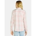 thumbnail image 5 of Time and Tru Women's Plaid Button Front Soft Shirt with Long Sleeves, Sizes S-XXXL, 5 of 5