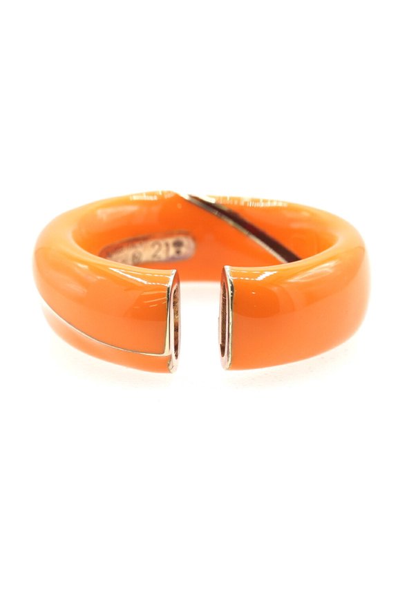 Pre-Owned Bottega Veneta Folding Ring 707794 Orange Gold SV Sterling Silver 925 Enamel for Men...
