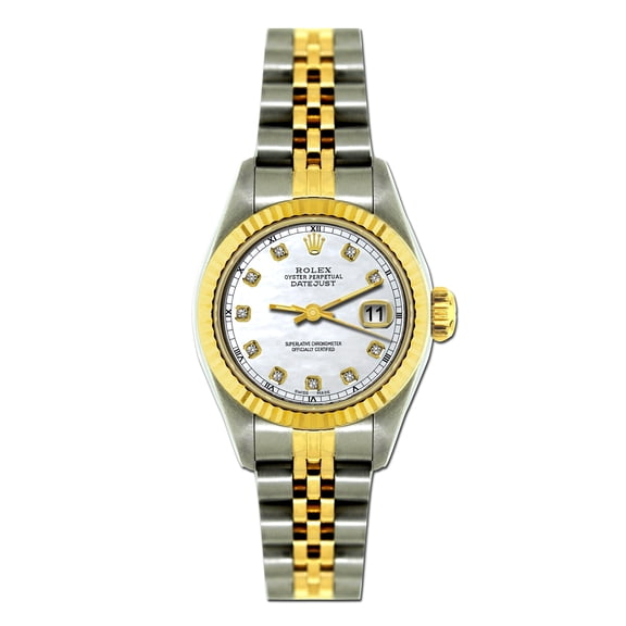 Pre-Owned Rolex Datejust 26mm Azure Dial Two-Tone Stainless Steel and Yellow Gold Bracelet Watch