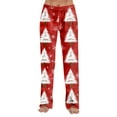 thumbnail image 7 of WTOBBY Women's Christmas Print Anime Pajama Pants, Casual Sleepwear with Drawstring Waist, Loose Fit for Yoga and Comfort, Festive Designs for Home Wear,Red S, 7 of 7