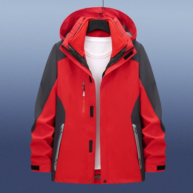 NTACZA Manteaux pour Hommes Décontractés Rouges 3 en 1 Imperméable à Capuche Doublure en Molleton Manteau de Neige Isolé Automne Manteaux pour Hommes,TTTG